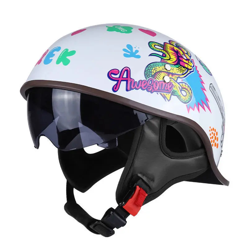 AD Retro Motorcycle Half Helmet Four Seasons for Harley Moto Helmet Open Face Motorbike Crash Helmets Casco Safety Cap ShopOnlyDeal