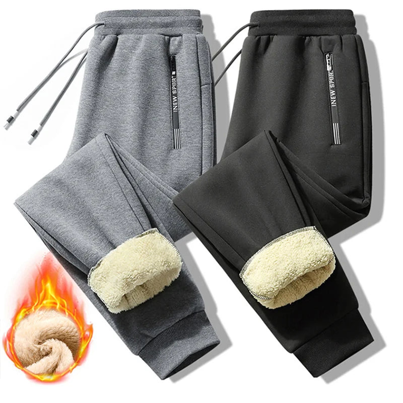 2023 Winter Lamb Fleece Pants Men's Thick Warm Casual Sweatpants Men's Large Size Drawstring Fashion Jogging Cashmere Pants 8Xl ShopOnlyDeal