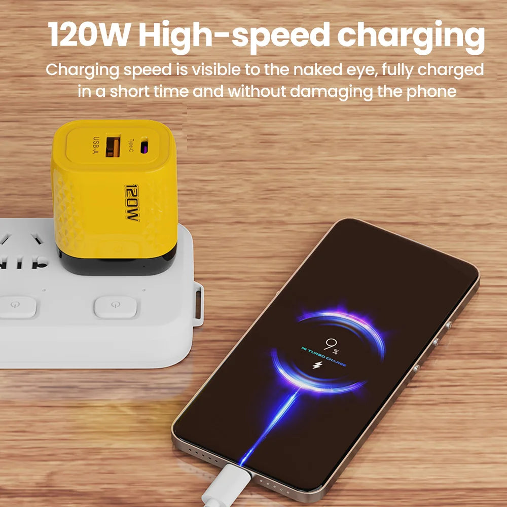 120W Charger Fast Quick Charging PD QC 3.0 USB Type C Charger Fast Charging EU/US/UK Plug Adapter For iphone 15 Samusng S23 120W ShopOnlyDeal