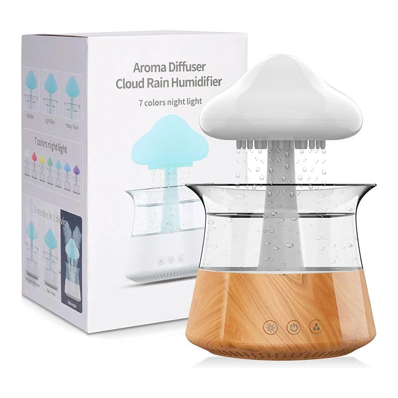 New Rain Cloud Electric Air Humidifier 300ml Water Drip Mushroom Aroma Diffuser with Colorful Night Light for Home Bedroom Gift ShopOnlyDeal