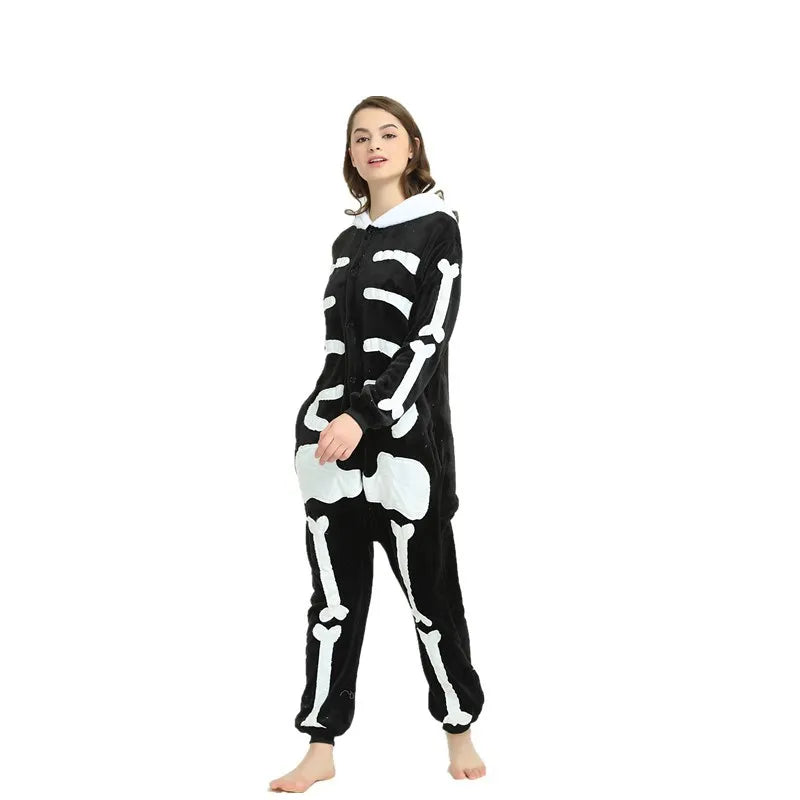 Skeleton Anime Pajamas Women Kigurumi Cartoon Onesies for Adults Men One-Piece Pijamas Fleece Jumpsuit Full Body Cosplay Costume ShopOnlyDeal