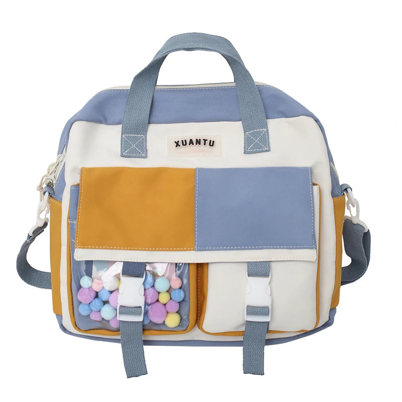 Contrast Color Korean Style Women's Backpack Women's Bag 2022 Trend Multifunctional Schoolgirl's Nylon Fabric School Bag Kawaii ShopOnlyDeal