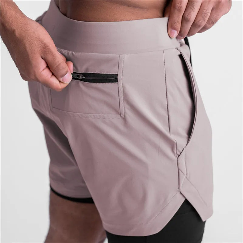 New Running Shorts Men with Lined | 2022 Summer Quick Dry Sport Gym Shorts | Men 2 IN 1 Fitness Training Workout Sports Shorts | Male ShopOnlyDeal