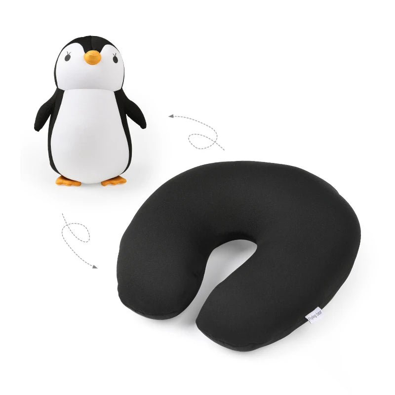 Travel Neck Pillow U-Shaped Plush Pillow Cute Zip and Flip Penguin Deformable Cushion Supports Your Head Neck Chin for Adult ShopOnlyDeal