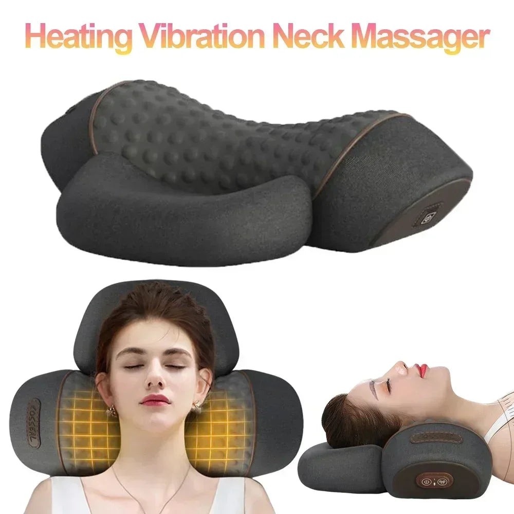 Electric Massager Cervical Pillow Hot Compress Vibration Massage Neck Traction Relax Sleeping Pillow Spine Support Normal ShopOnlyDeal