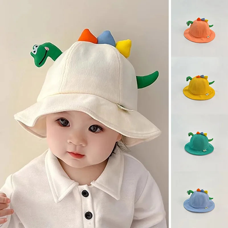 Korean Cute Cartoon Dinosaur Baby Bucket Hat Children Outdoor Beach Sun Hats Boys Girls Cotton Kids Fisherman Cap ShopOnlyDeal