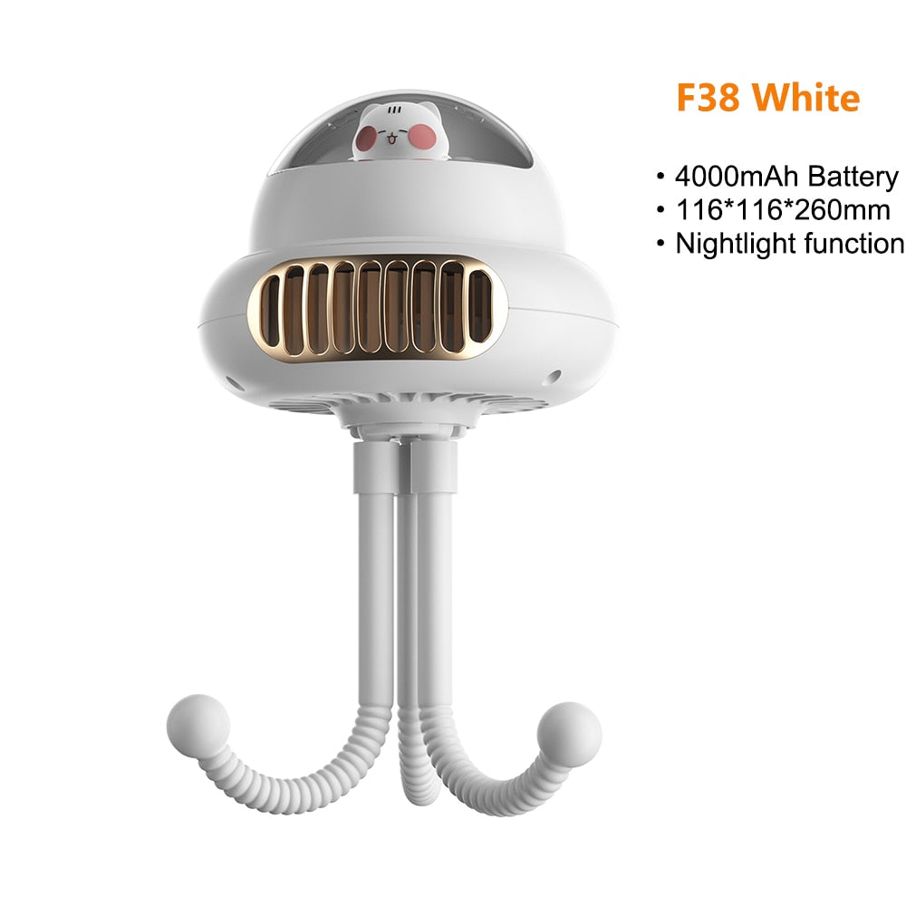 Lovely Cartoon Portable Safe Stroller Fan USB Charging Air Cooling Electric Fan Home Multipurpose Handheld Desktop Bladeless Fan ShopOnlyDeal