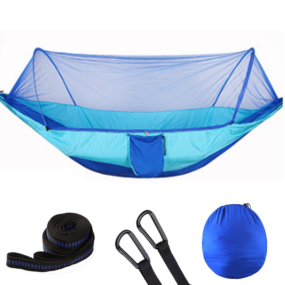 Experience Outdoor Bliss in 2023 with our Camping Hammock with Mosquito Net - Pop-Up Light, Portable Parachute Hammocks for Swing and Sleeping. Your Ultimate Camping Stuff! ShopOnlyDeal