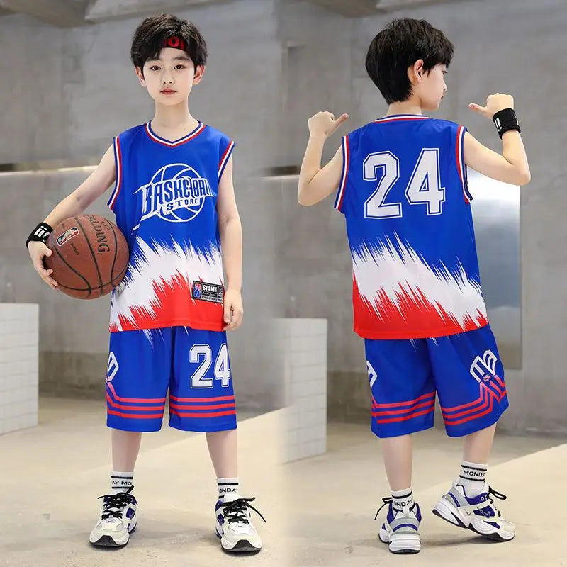 Boys Basketball Sports Suits | Quick-Dry Sleeveless Vest + Shorts 2-Pcs Sets | Kids Sports Outfits for 4-14 Years ShopOnlyDeal