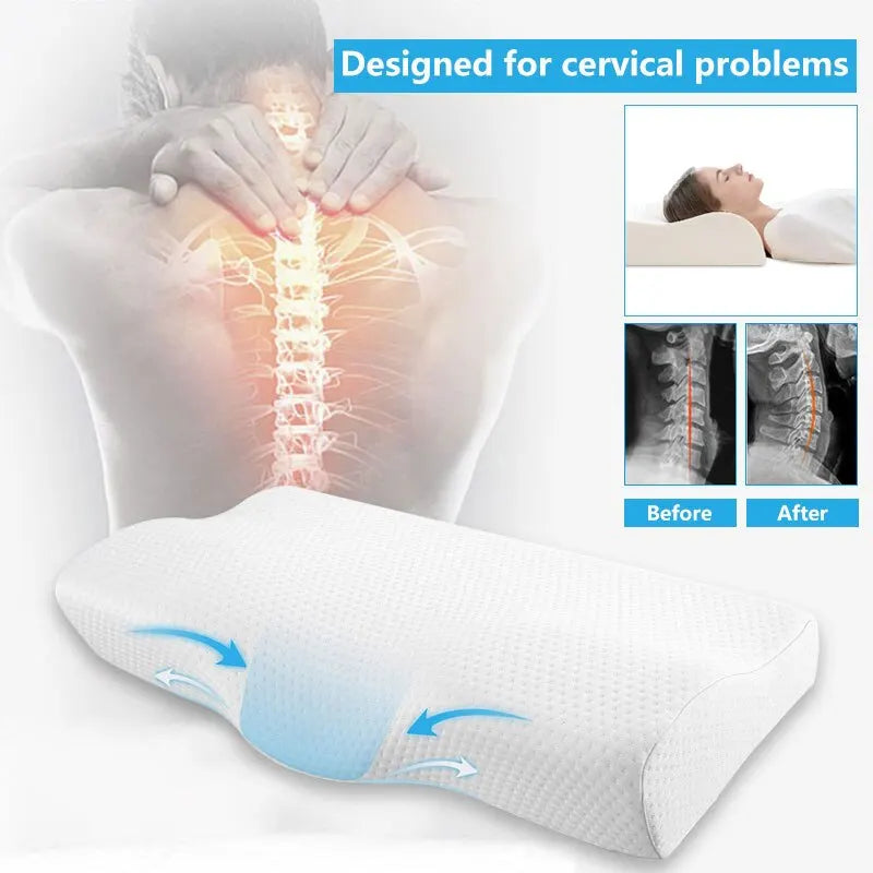 Memory Foam Bed Orthopedic Pillow Neck Protection Slow Rebound Memory Pillow Butterfly Shaped Health Cervical Neck ShopOnlyDeal