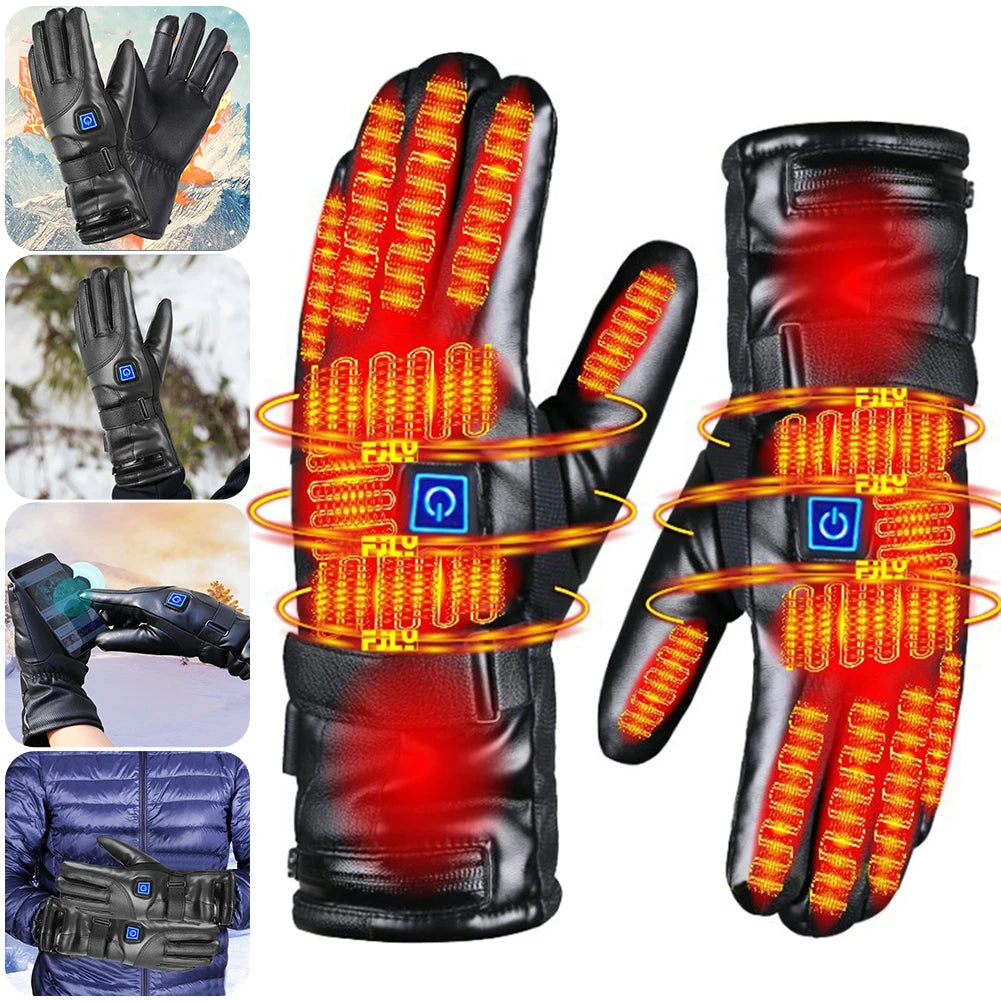 Waterproof Heating Gloves 3 Temperature Levels Thermal Touchscreen Gloves Cold Weather Gloves for Outdoor Motorcycle Ski Cycling ShopOnlyDeal