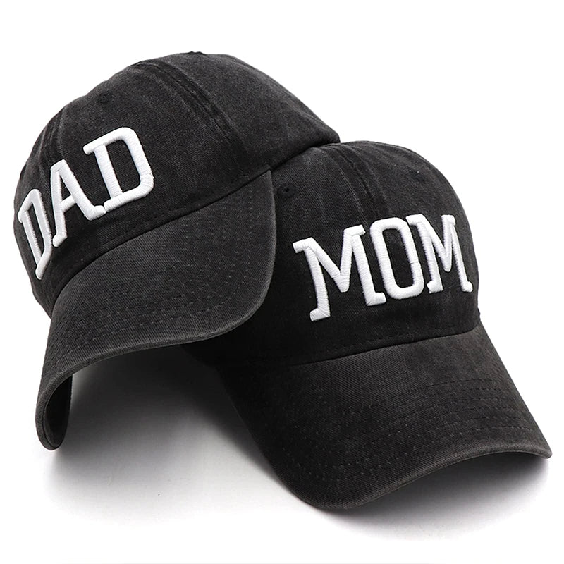 Mom And Dad Hats Fathers Day Mom Dad Gifts Hat Embroidered Adjustable Outdoor Black Baseball Caps For Couples Parents ShopOnlyDeal