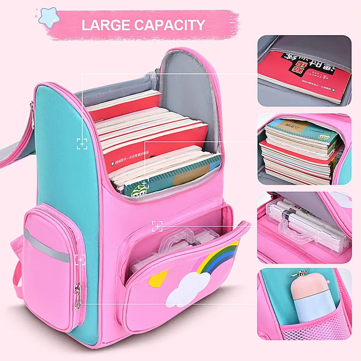 Children's Elementary School Students Schoolbag Girls | Grades 1-6, Ages 6-12 | Shoulders Backpack Cute Waterproof Light ShopOnlyDeal