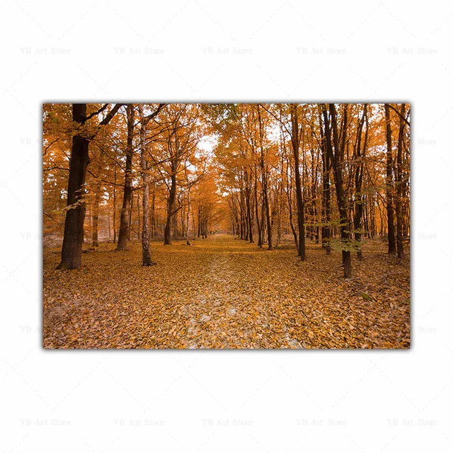 Autumn Scenery Pumpkin Leaves Poster Canvas Painting Maple Leaf Natural Landscape Wall Art Living Room Decoration Home Decor ShopOnlyDeal