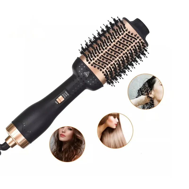 new Gold Hair Dryer & Volumizing Brush Stock One Step Hair Dryer And Styler Electric Hot Air Brush 2024 ShopOnlyDeal