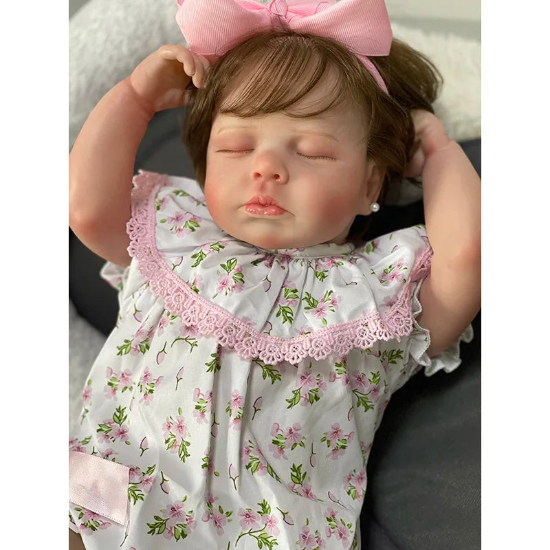 48cm Cute Baby Doll LouLou with Hand Rooted Hair Cotton Body  Sleeping Baby Doll 3D Painting with Visible Veins ShopOnlyDeal