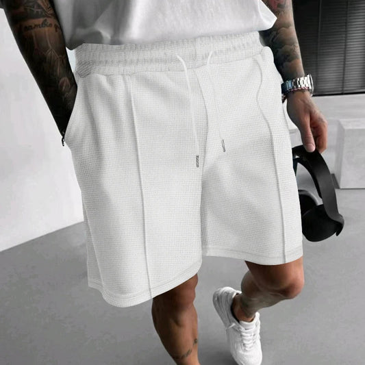 2024 Summer Breathable Waffle Shorts for Men | Vintage Pleated Solid Color Straight Shorts | Streetwear Men's Hip Hop Loose Short Pants ShopOnlyDeal