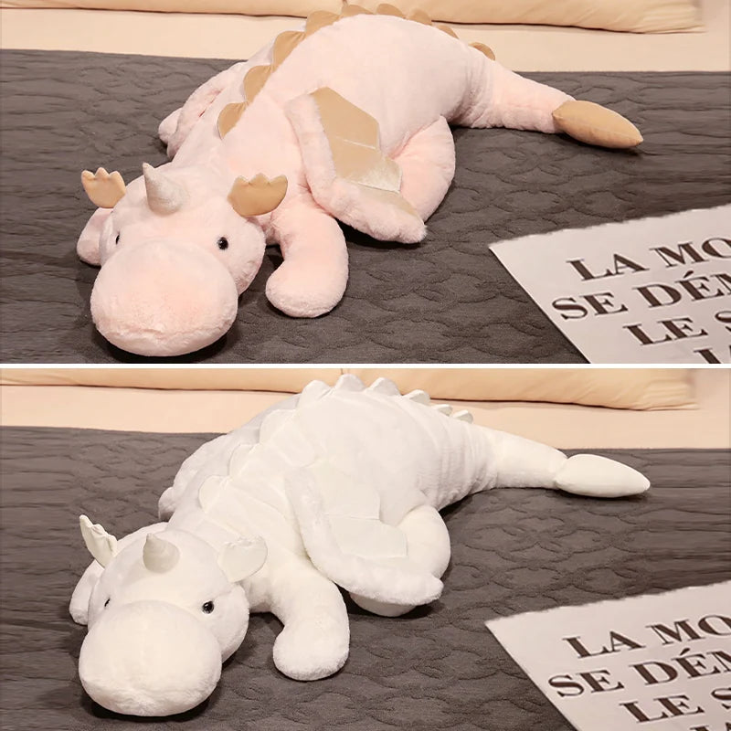 Giant White Dragon Plush Toy 1pc 70-150cm | Unicorn Horn & Flying Wings | Hug Throw Pillow | Dino Nap Sleeping Gift ShopOnlyDeal