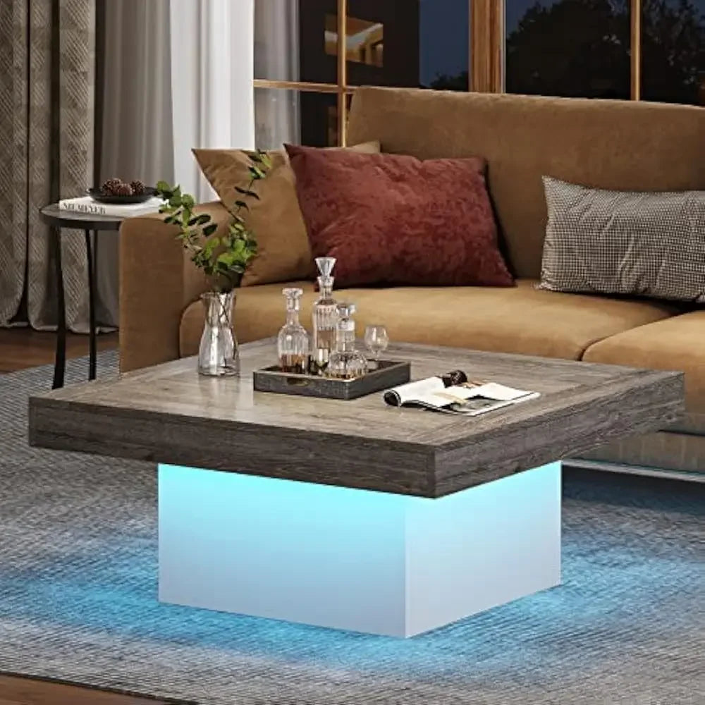 LED Coffee Table, Engineered Wood Low Coffee Table for Living Room, Café Tables ShopOnlyDeal