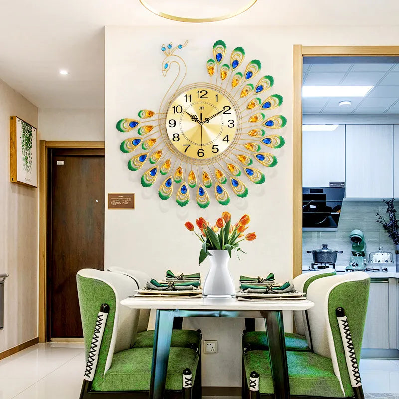 Simple Clocks and Watches Wall Decor Peacock Creativity Large Wall Clock Popular Models Decoration for Home Garden ShopOnlyDeal