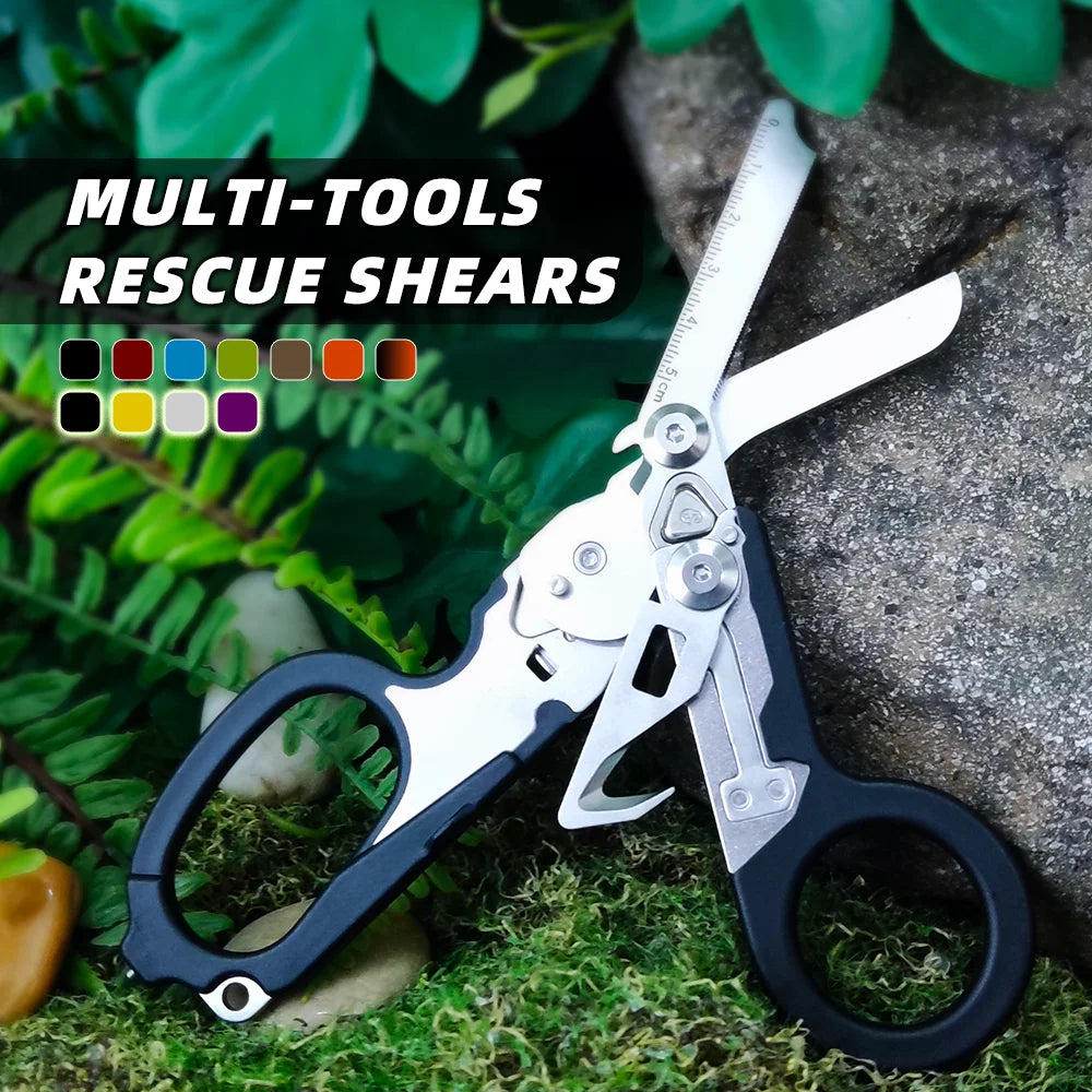 Multifunction Portable Emergency Shears with Lock Latch Tactical Folding Scissors Outdoor Survival Tool ShopOnlyDeal