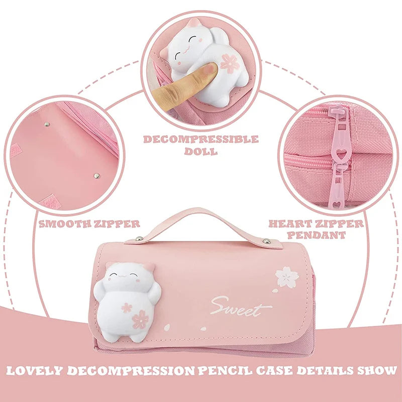 3D Kawaii Pencil Case Girls Decompression Pen Pouch Cute Waterproof School Supplies Aesthetic Organizer Box  Korean Stationery ShopOnlyDeal