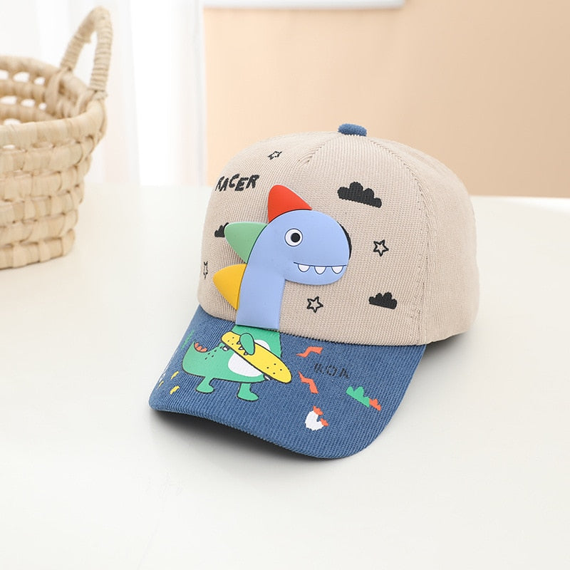 Cartoon Dinosaur Children Baseball Cap Cute Animal Kids Sun Hat Spring Corduroy Outdoor Boys Girls Peaked Caps Bonnet Gorras ShopOnlyDeal