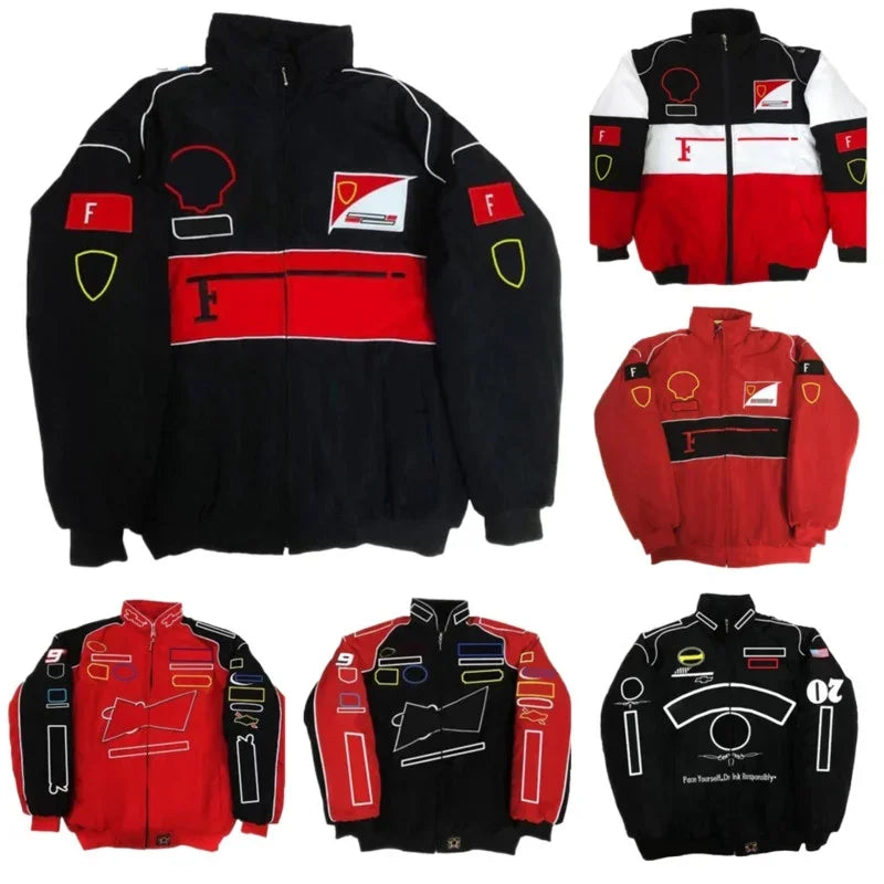 F1 racing car fans clothing American jacket cotton autumn and winter clothing full embroidered motorcycle riding jacket ShopOnlyDeal