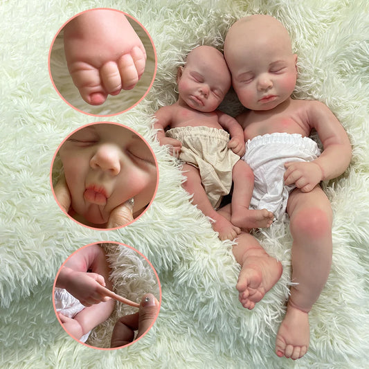 2 Babies Small 31Cm Newborn Baby Girl And Large 50Cm Full Silicone Reborn Dolls Loulou 20 Inch Handmade Artist Painted Collector ShopOnlyDeal