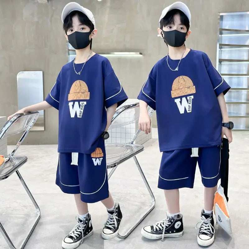 Boys Casual 2-Pcs Sets | Sleeve & Sleeveless T-Shirts + Pants | Sportswear for Ages 5-14 ShopOnlyDeal