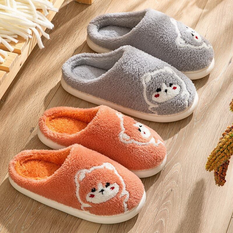 Cute Dog Non-Slip Floor Shoes Unisex Slippers Warm Plush Home Slipper Autumn Winter Shoes Woman House Flat Floor Soft Slides ShopOnlyDeal