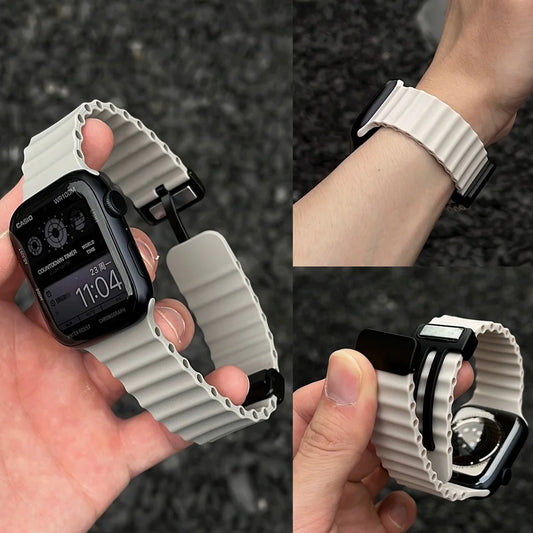 Magnetic Buckle Strap For Apple Watch Band Ultra 2 49mm 45mm 44mm 40mm 41mm 38 42mm Silicone Bracelet iWatch Series 7 6 3 se 8 9 ShopOnlyDeal