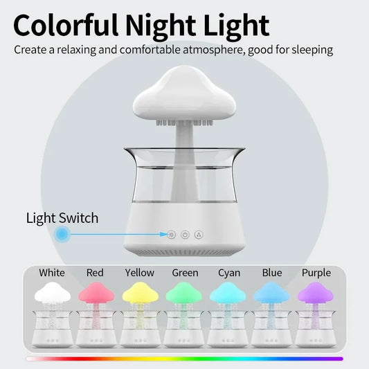 Rain Cloud Night Light humidifier with raining water drop sound and 7 color led light essential oil diffuser aromatherapy ShopOnlyDeal