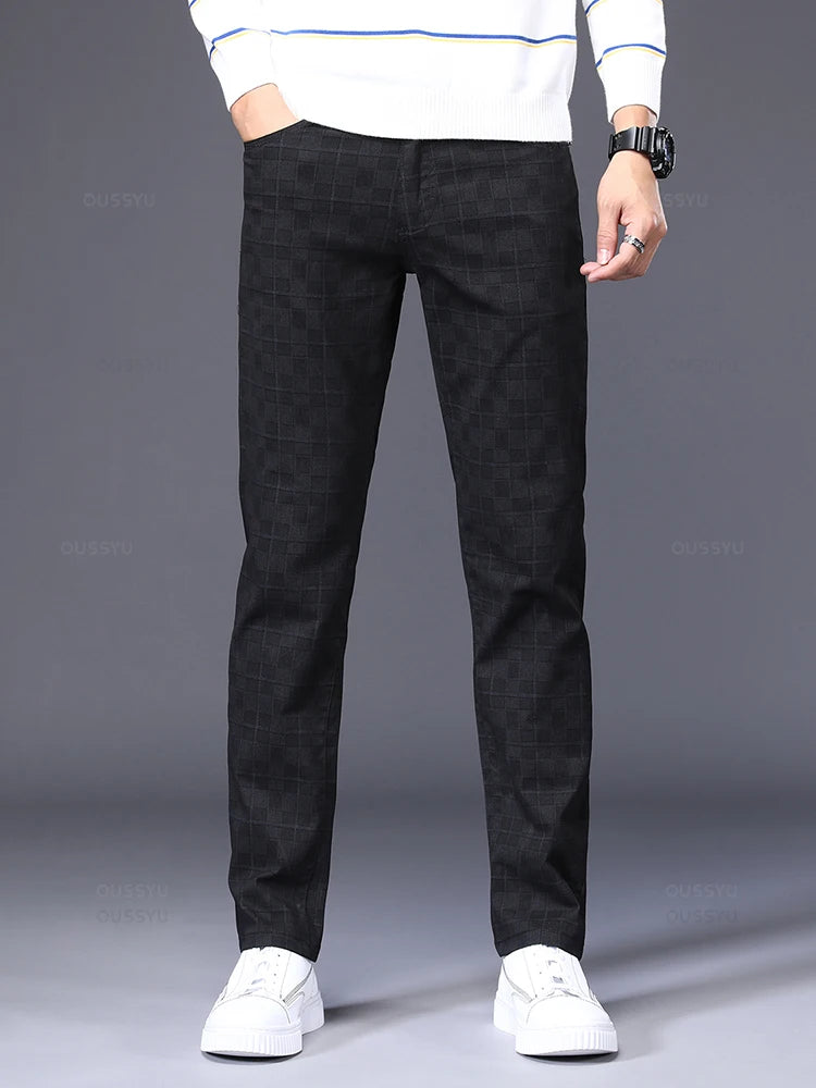 High Quality Brand Clothing Classics Plaid Casual Pants Men 98%Cotton Retro Business Banquet Check Trousers Male Plus Size 40 42 ShopOnlyDeal