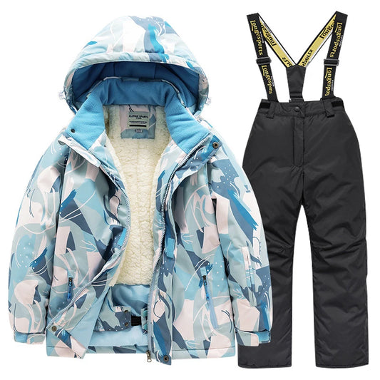 Children's skiing suit for boys and girls, thick, warm, waterproof, windproof outdoor skiing clothes and pants, all equipped ShopOnlyDeal