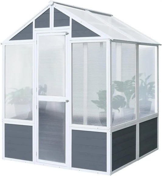 6' x 4' Polycarbonate Greenhouse, Outdoor Walk-in greenhouse kit with Wooden Frame, Greenhouse with Lockable Door for Patio ShopOnlyDeal