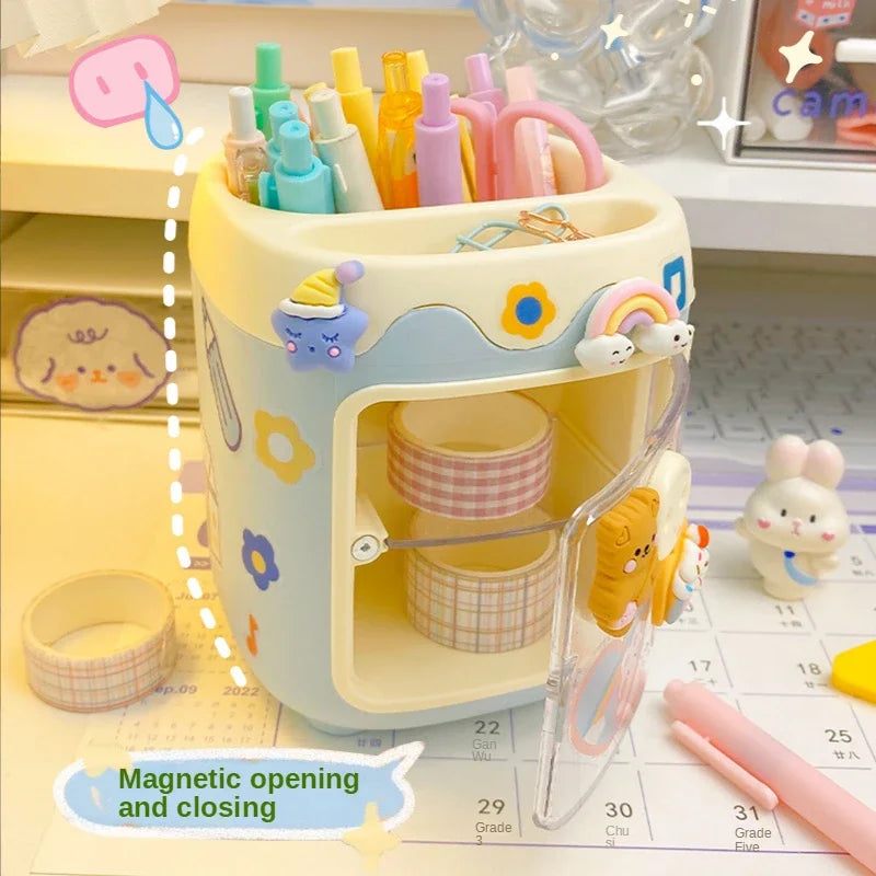 Cartoon Pen Holder | Cute Girl Heart Creative Fashion Style | Office Study Stationery Storage Box | Desktop Multi-Function School Supplies ShopOnlyDeal