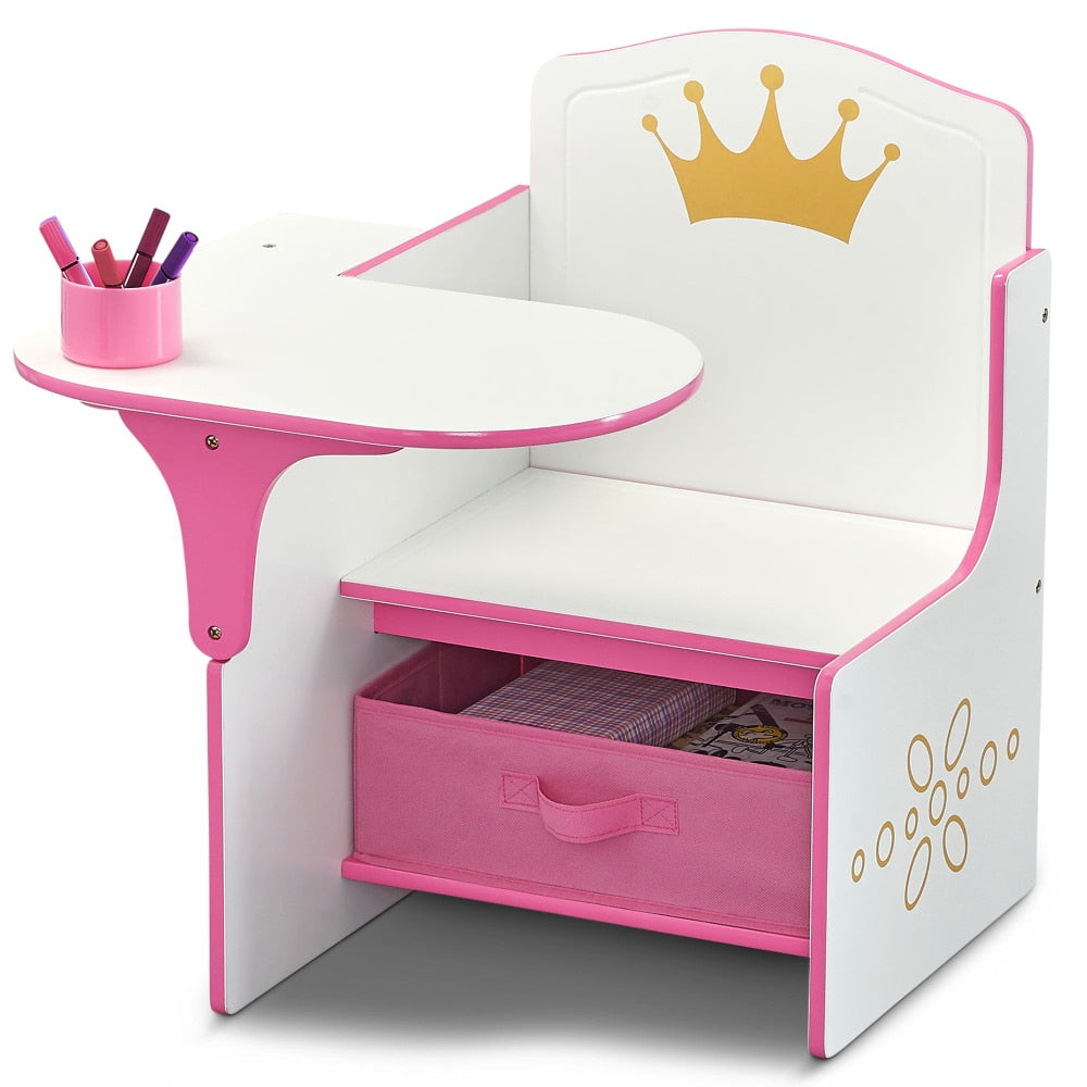 Children Princess Crown Task Chair Desk with Storage Bin, Greenguard Gold Certified ShopOnlyDeal