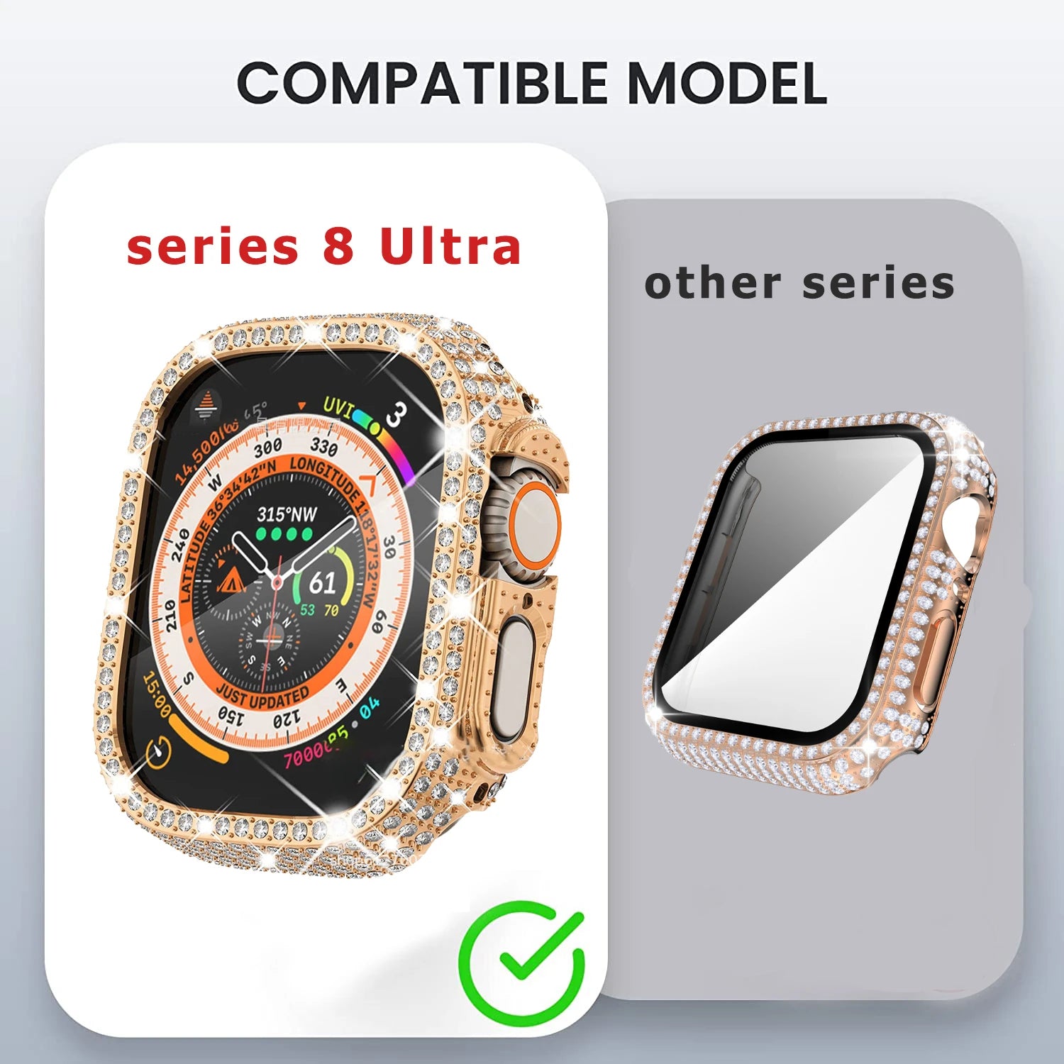 Diamond Watch Case with Built-in Tempered Glass for Apple Watch | 41mm, 45mm, 38mm, 40mm, 42mm, 44mm | Compatible with iWatch Series 9, 8, 7, 6, SE, 5, 4, 3 ShopOnlyDeal