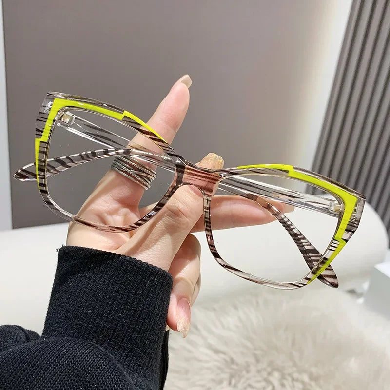 Anti Blue Light Blocking Optical Spectacle Eyeglasses Luxury Brand Designer Cat Eye Frame Ladies Plain Eyewear Finished Glasses ShopOnlyDeal