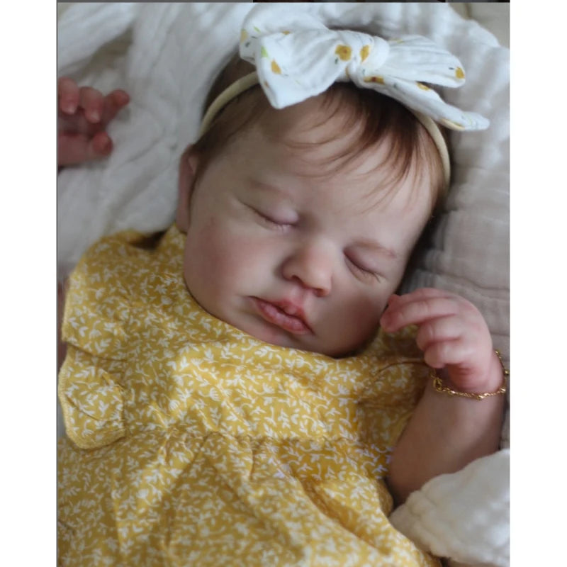 19inch Full Body Vinyl Reborn Doll Loulou with Rooted Hair Newborn Baby 3D Painted Skin with Visible Veins Bebé Reborn Juguetes ShopOnlyDeal