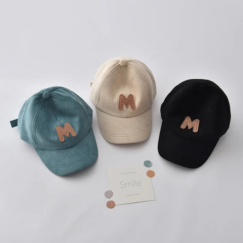 Spring Summer Children Baseball Cap | Suede M Letter Baby Hat | Outdoor Casual Boys & Girls Kids Adjustable Sun Visor Caps ShopOnlyDeal