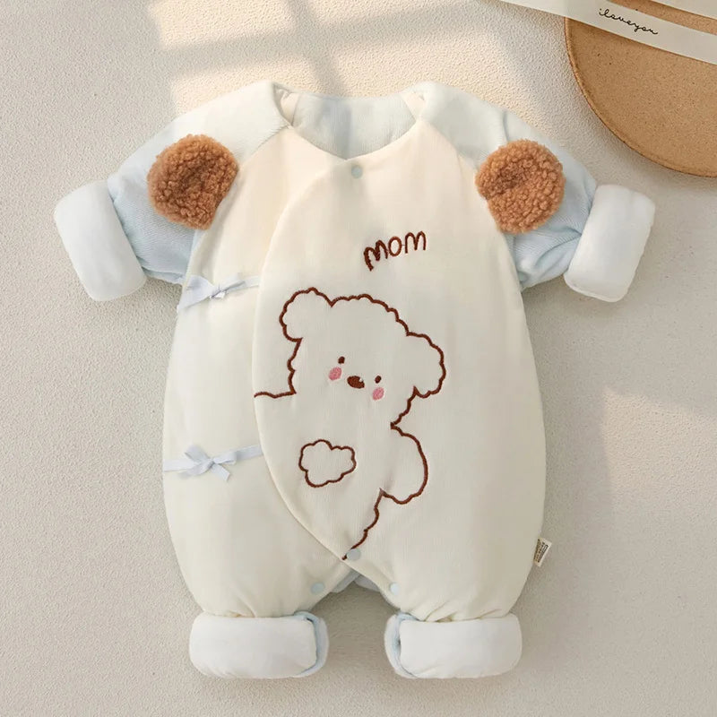 Winter Newborn Romper Cotton Thicken Baby Jumpsuit Girl Boy Cartoon Embroidery Bear Infant One-Pieces Onesie Babies Clothes 0-3M ShopOnlyDeal