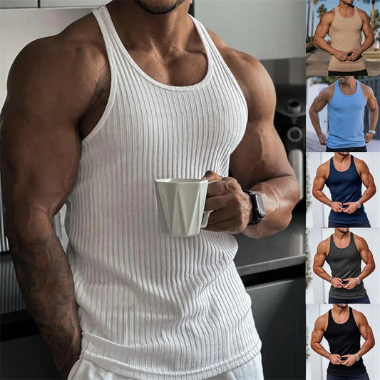 Summer Men's Vest Stripe Gym Tank Top | Fitness Sleeveless Shirt | Male Exercise Sports Vest | Undershirt Bodybuilding Clothing ShopOnlyDeal