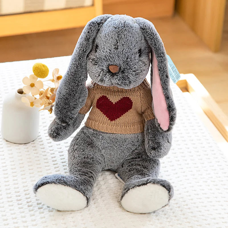 Cute Big Ear Bunny Plush Doll | Cartoon Stuffed Animals Rabbit with Sweater | Soft Baby Accompany Sleeping Pillow | Girl Birthday Gift ShopOnlyDeal