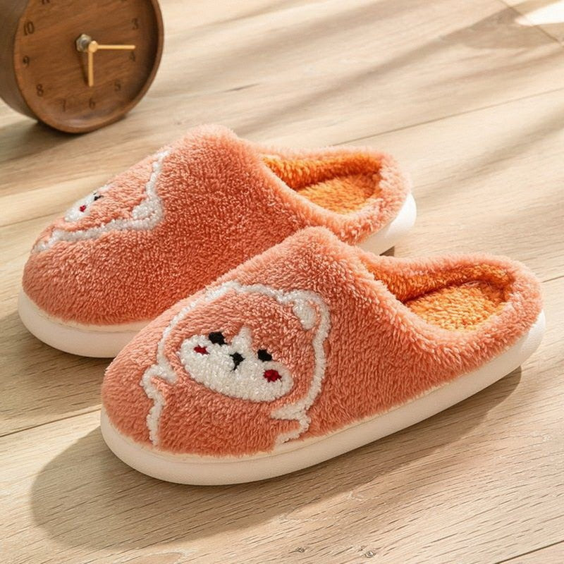 Cute Dog Non-Slip Floor Shoes Unisex Slippers Warm Plush Home Slipper Autumn Winter Shoes Woman House Flat Floor Soft Slides ShopOnlyDeal