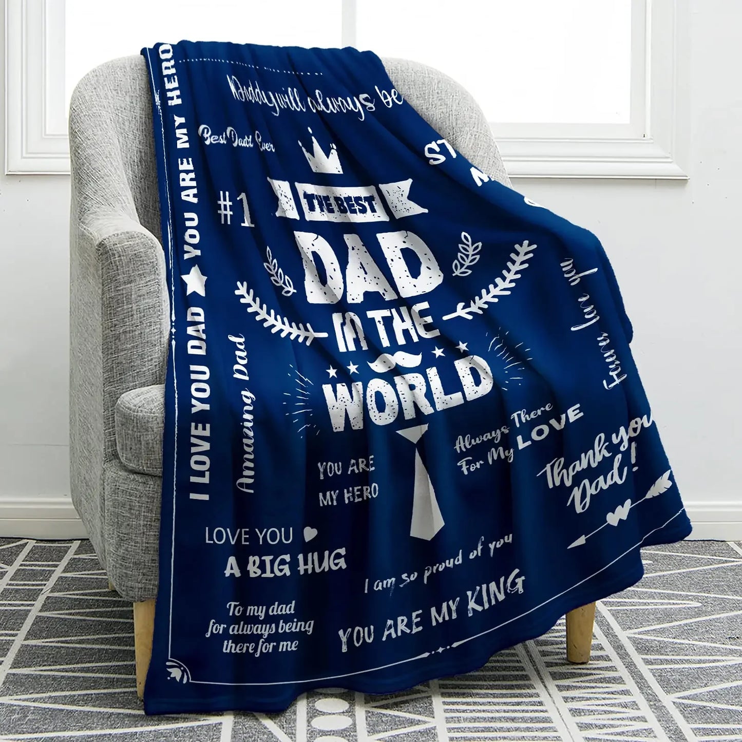 Dad Blanket | The Best Dad Throw Blanket | Soft and Warm Gift for Father, Daddy, Papa, Pappy, Grandpa | Perfect for Father’s Day, Birthday, Christmas ShopOnlyDeal