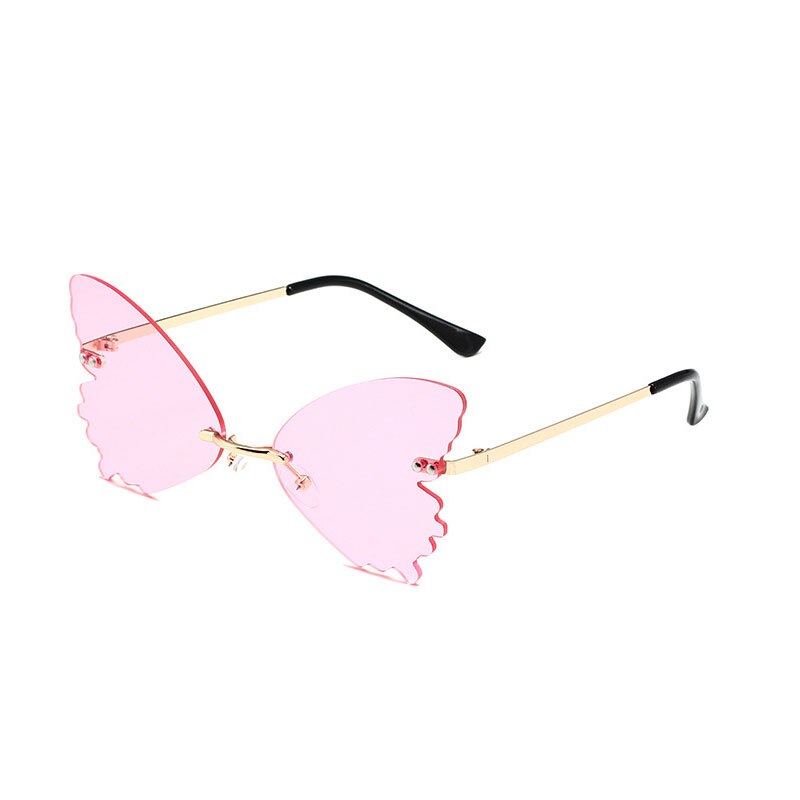 2022 Vintage Dragonfly Wings Sunglasses Fashion Rimless Women Clear Lens Eyewear Men Pink Sun Glasses UV400 Eyewear Female ShopOnlyDeal