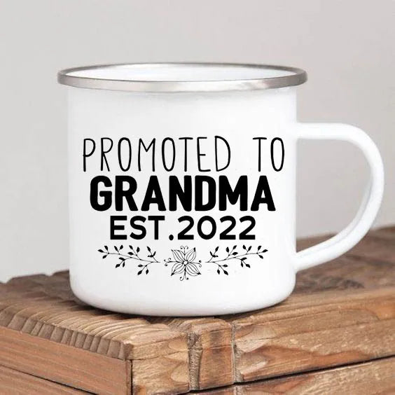 Promoted to Grandpa Mug | Grandfather Coffee Mugs for Pregnancy Announcement | New Baby Family Enamel Cup | Surprise Gift for Grandad ShopOnlyDeal