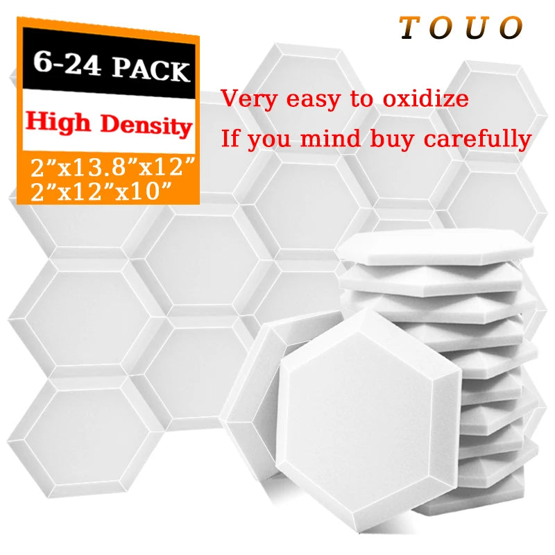 TOUO Hexagonal Acoustic Foam 6/12/24 Pcs Sound Foams Studio Acoustic Treatment High Density Wall Soundproofing Home Decoration ShopOnlyDeal